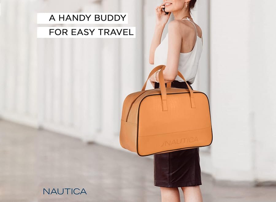 51kna6fekpl Nautica Duffle Bag for Travel|Stylish Leatherette Cabin Luggage| Compact and Comfortable for Travelling|for Weekend Trip & Gym Duffle Bag |Suitable for Men and Women, 25 L, Tan