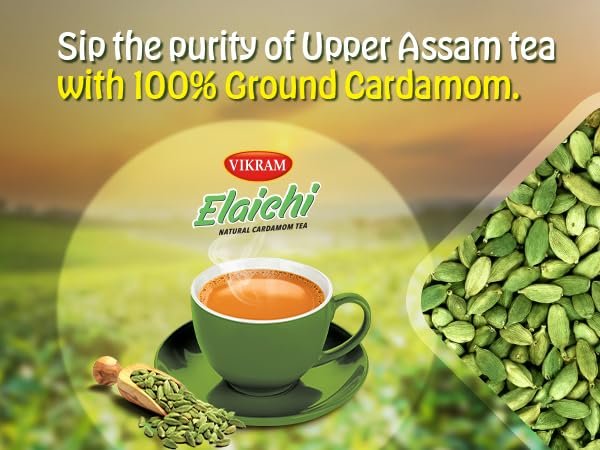 51m8amrl8nl VIKRAM Elaichi CTC Tea | 100% Natural Ground Cardamom blended with Assam Tea | Flavorful, and Aromatic Blend Perfect for a Bold and Refreshing Brew | Premium Black Powder | No Added Essence – 750 gram