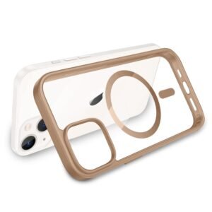 SNAPWAVE iPhone 13 Transparent Case | Shockproof Bumper & Camera Protection | Magsafe Compatible | Sleek Hard Crystal Back Cover for iPhone 13 – Brown