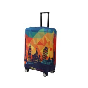 HOKIPO 180gsm Durable and Washable Suitcase Covers for Trolley Suitcase, Small (18-19inch), Multicolor Across Globe (NEW-5183-D9)
