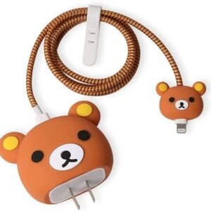 Charger Protector,Cable Protectors for Apple iPhone 18W & 20W, 3D Cartoon Cute Case Cover Protective Sleeve Full Adaptor Charger Protection (Bear)
