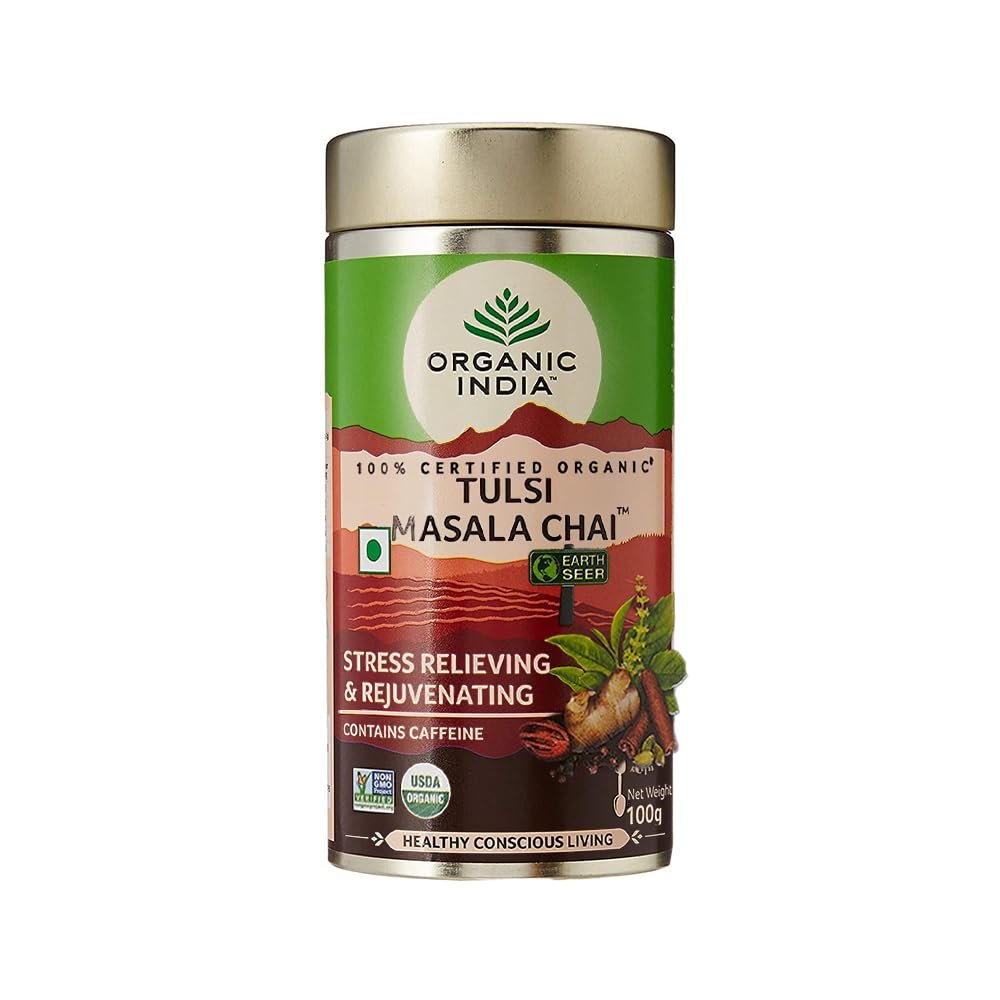 A TATA Product - Organic India Tulsi Assam Masala Chai Powder, 100 Gm Tin A TATA Product - Organic India Tulsi Assam Masala Chai Powder, 100 Gm Tin