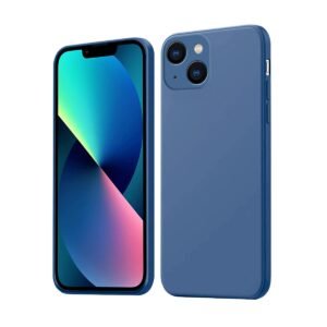LIRAMARK Silicone Soft Back Cover Case for Apple iPhone 13 Mini (Silicone Blue)