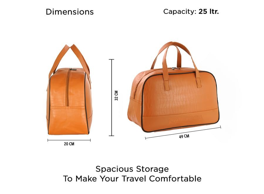 51zf2fnkmrl Nautica Duffle Bag for Travel|Stylish Leatherette Cabin Luggage| Compact and Comfortable for Travelling|for Weekend Trip & Gym Duffle Bag |Suitable for Men and Women, 25 L, Tan