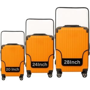 HM Set of 3 Suitcase Bag Covers | Waterproof Luggage Trolley Bag Covers | Zippered Dustproof Anti Scratch Material | Includes Small 20 Inch/Medium 24 Inch/Large 28 Inch Size (3 Pcs Set)