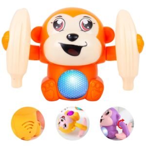 Gooyo Battery Operated Voice Control Monkey Toy with Musical, Dancing, Spinning, Rolling and Sensor Feature for Gifts/Kids/Babies/Boys/Girls - GY-2020 (Orange Color, 3xAA Battery)