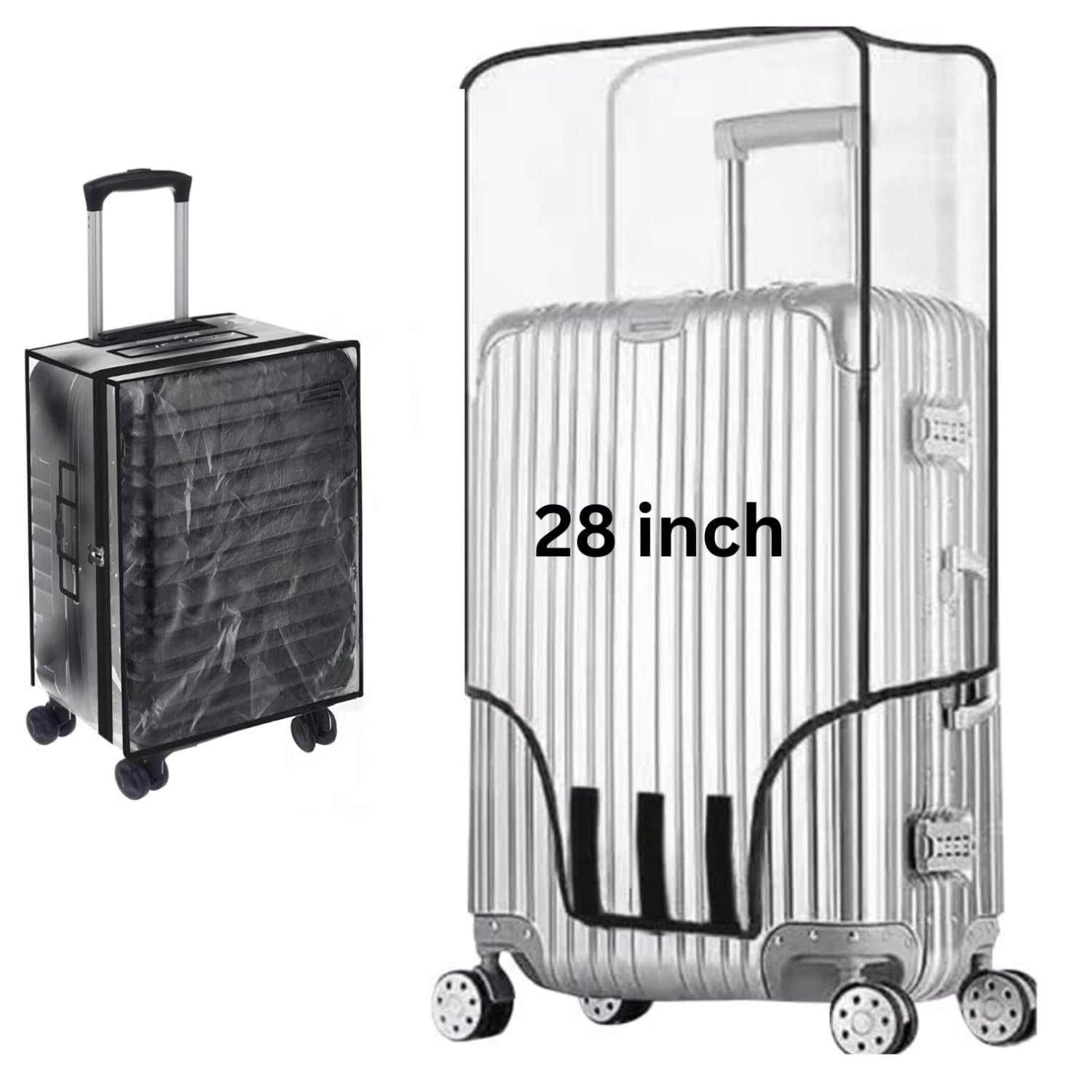 Suitcase Cover for Hard Luggage | 28 Inch Transparent PVC Fabric Trolley Bag Cover with Zipper | Waterproof Dustproof Travel Bag Protector 70x49x33 cm Suitcase Cover for Hard Luggage | 28 Inch Transparent PVC Fabric Trolley Bag Cover with Zipper | Waterproof Dustproof Travel Bag Protector 70x49x33 cm