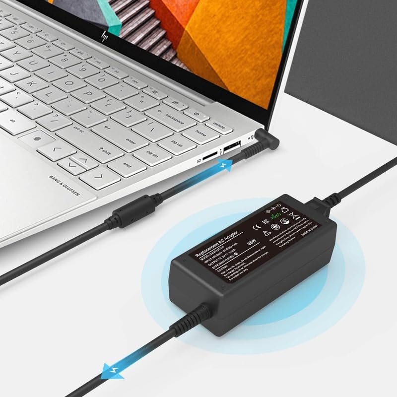 61ac1p0zxbl 65W Laptop Charger for HP Pavilion x360 14 15 17, HP Envy 13 15 X360, HP Elitebook 840 G5, HP ProBook HP Chromebook HP Stream Series, HP Spectre 710412-001 19.5V 3.33A HP Adapter