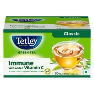 Tetley Green Tea Immune, With Added Vitamin C, Classic Green Tea Flavour, 50 Tea Bags