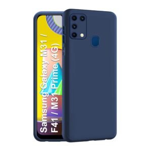 CEDO Samsung Galaxy M31 / F41 / M31 Prime Back Cover | Camera Bump Protection & Ultra Slim | Matte Soft Silicon Shock Proof Rubberised Back Case Cover (Blue)