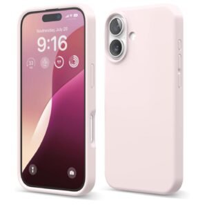 LIRAMARK Liquid Silicone Soft Back Cover Case for Apple iPhone 16 (6.1 inch) (Pink)