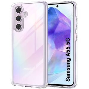 TheGiftKart Ultra-Hybrid Crystal Clear Back Case Cover for Samsung Galaxy A55 5G | Shockproof Design | Hard Back Cover Case for Samsung Galaxy A55 5G (PC & TPU, Transparent)