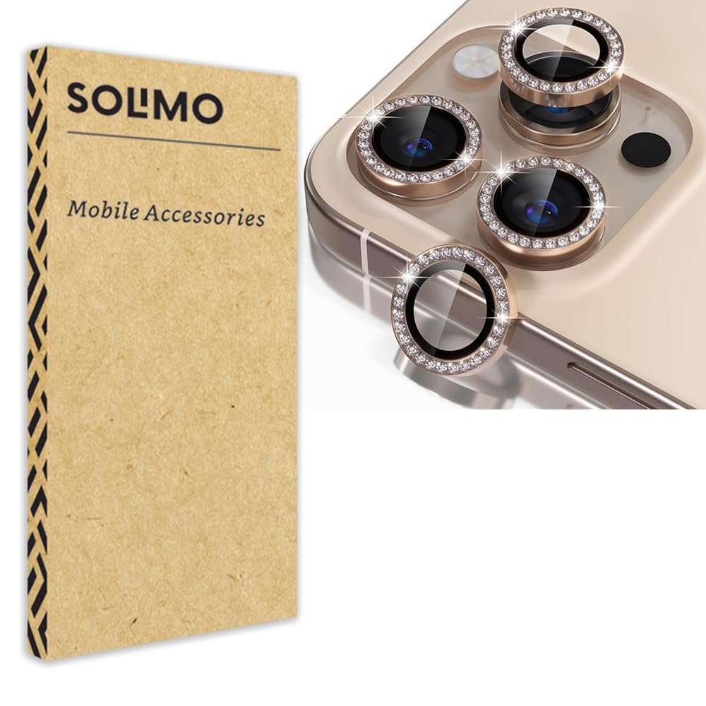 Amazon Brand - Solimo Camera Glass Lens Protector Ring For Apple iphone 16 Pro Case Friendly with Edge to Edge Coverage and Easy Installation (Titanium Desert Diamond) Amazon Brand - Solimo Camera Glass Lens Protector Ring For Apple iphone 16 Pro Case Friendly with Edge to Edge Coverage and Easy Installation (Titanium Desert Diamond)
