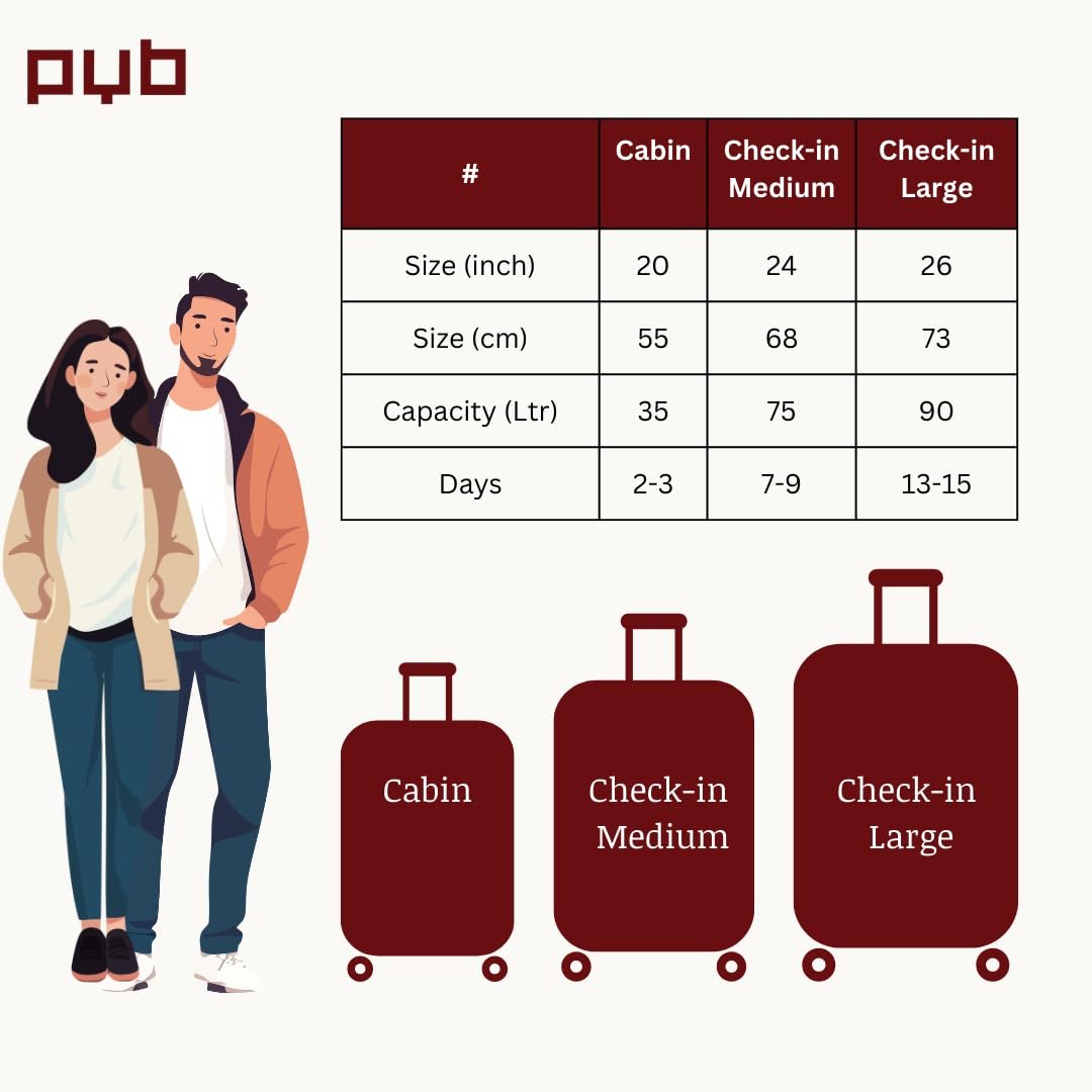 61g6jikdz1l. sl1080 1767407677 1664 PYB Turismo – Suitcase Trolley Bag, Detachable Vanity/Makeup/toiletries Bag, Anti-Theft Lock, Anticollision Corners, Noiseless 360° Rotating 8 Wheels (Black, Cabin 20 inch)