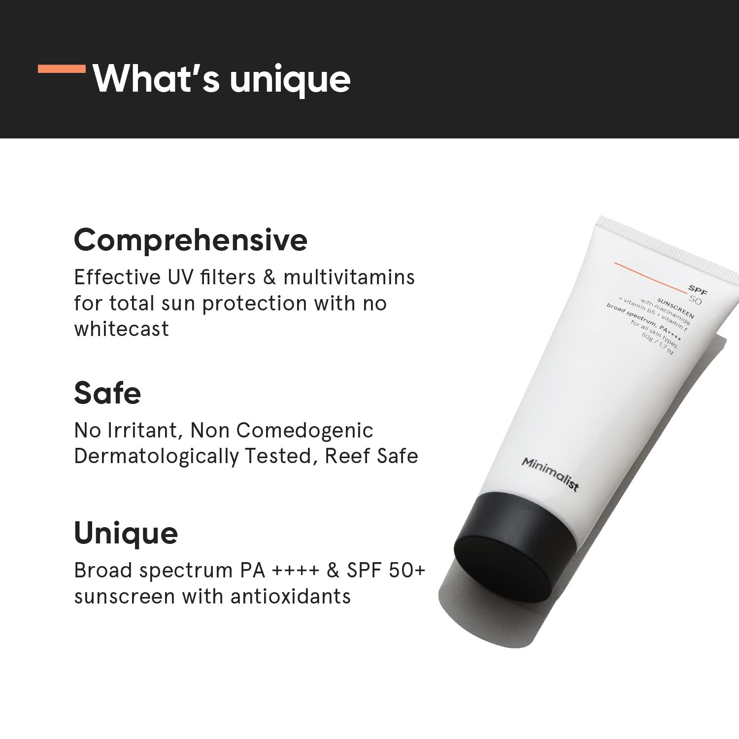 61gf5zjtqcl. sl1500 Minimalist Cream Sunscreen SPF 50 Lightweight With Multi-Vitamins, No White Cast, Broad Spectrum PA ++++ Acne Safe For Unisex, 50g