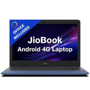 (Refurbished) JioBook 11 with Lifetime Office | Android 4G Laptop Mediatek 8788 (JioOS) | Octa-core | 4GB RAM | 64 eMMC Storage | Thin and Light Laptop (11.6 inch, 990 Grams) | Dual Band WiFi + SIM | Blue
