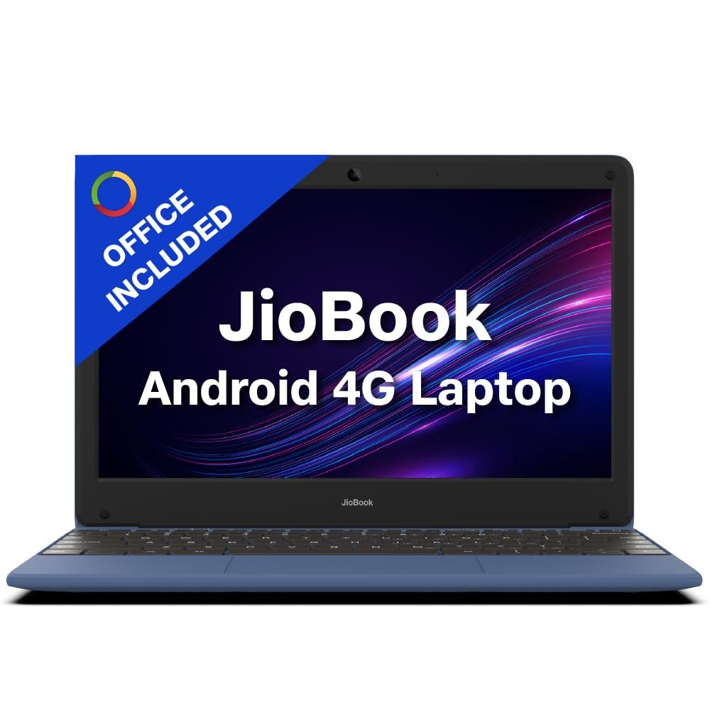 (Refurbished) JioBook 11 with Lifetime Office | Android 4G Laptop Mediatek 8788 (JioOS) | Octa-core | 4GB RAM | 64 eMMC Storage | Thin and Light Laptop (11.6 inch, 990 Grams) | Dual Band WiFi + SIM | Blue (Refurbished) JioBook 11 with Lifetime Office | Android 4G Laptop Mediatek 8788 (JioOS) | Octa-core | 4GB RAM | 64 eMMC Storage | Thin and Light Laptop (11.6 inch, 990 Grams) | Dual Band WiFi + SIM | Blue