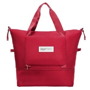 amazon basics Travelling Bags for Women, Large Luggage Handbag, Vanity Duffle Bag for Travel (Red)