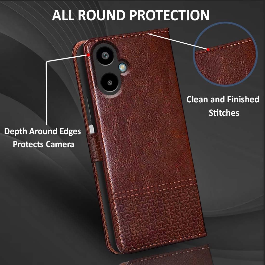 61oisbppoil. sl1100 Fashionury Flip Back Case for Samsung Galaxy A06 5G | Designer Button | Genuine Leather Finish | Inbuilt Pockets & Stand | Flip Cover Back Case for Samsung Galaxy A06 5G (Brown)