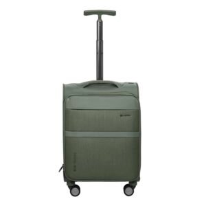 CARLTON Yorkshire Soft-Sided Small Cabin Luggage - 57 cms | Premium Trolley Bag with USB Port, Single Stem Metallic Handle, TSA Lock & Silent 8 Wheels - Green