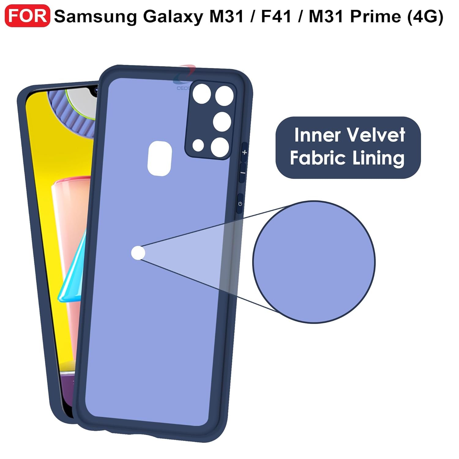 61tbmxdlxel. sl1500 CEDO Samsung Galaxy M31 / F41 / M31 Prime Back Cover | Camera Bump Protection & Ultra Slim | Matte Soft Silicon Shock Proof Rubberised Back Case Cover (Blue)