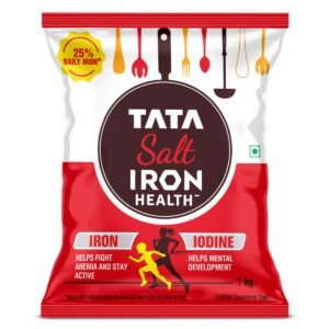 Tata Salt Iron Health, Double Fortified Salt with Iron & Iodine for Nutrition, Provides 25% Daily Requirement Per Teaspoon, 1 kg