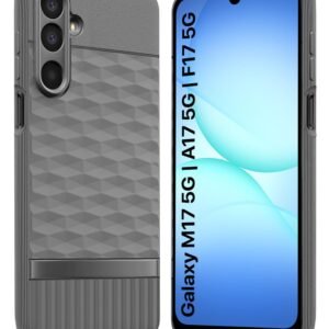WOW IMAGINE Back Cover for Samsung Galaxy M17 5G | A17 5G | F17 5G with Hexa Cube Design | Ultra Slim Soft Rubberised Case | Inner Velvet Fabric | Flexible Mobile Case | Camera Protection - Grey