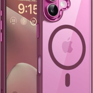 DIZORO Case for iPhone 16, Compatible with MagSafe, Non-Yellowing Military Grade Drop Protection Hard PC Back Cover, Slim Transparent Anti-Scratch Shockproof Phone Case Wine Red.