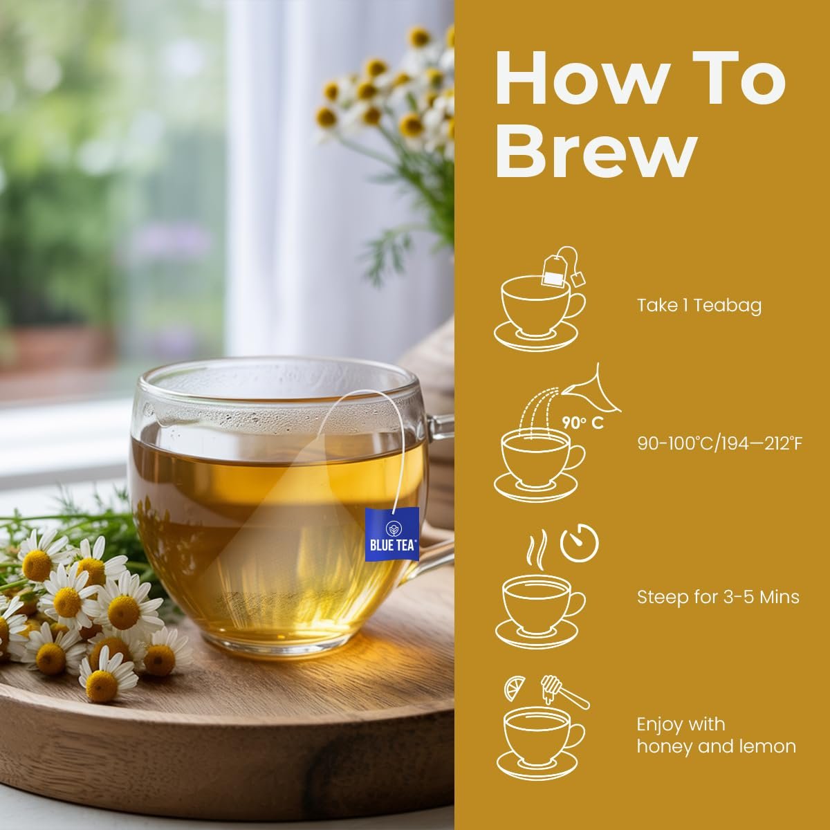 61a1fus4all. sl1200 BLUE TEA – Chamomile Tea For Sleep – 25 Tea Bags – Plant Based | Get a good Sleep | Relaxation | Stress Relief | Caffeine Free – Flower Based – Herbal Tea | Single Tear Tea Box | Easy Pull Sachets