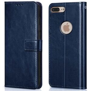 WOW IMAGINE Shock Proof Flip Cover Back Case Cover for Apple iPhone 7 Plus | 8 Plus (Flexible | Leather Finish | Card Pockets Wallet & Stand | Blue)