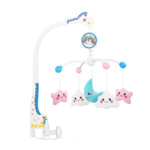 BabyGo Rotating Pony & Stars Musical Crib Cot Mobile | Hanging Jhoomer Rattle Toy for Baby Cradle, Infant Bed & Nursery Decoration | Newborn Soothing & Early Development Toy (Multicolor)