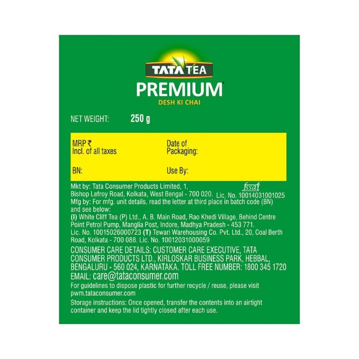 61jo p5qfbl. sl1200 Tata Tea Premium Desh Ki Chai, Unique Blend Crafted For Chai Lovers Across India, Black Tea, Loose Leaves, 250 gram, plain