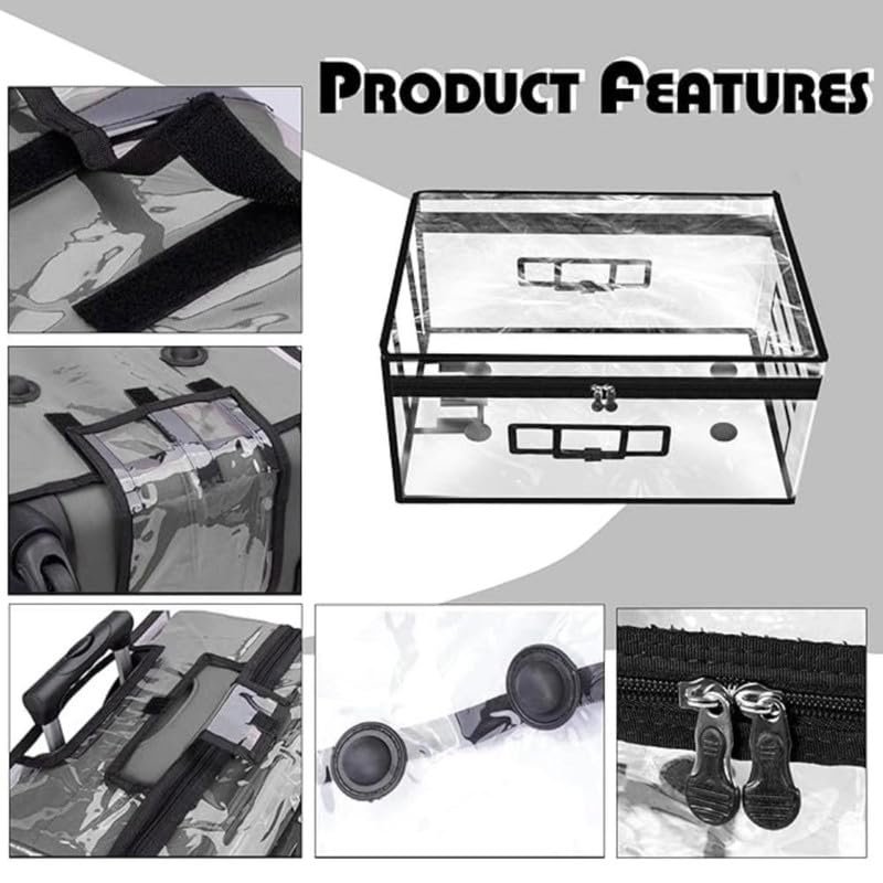 61shekcrh2l Craft Bazar Transparent PVC Luggage Cover Set for 20 Inch Trolly Suitcase Waterproof Dustproof Elastic Travel Bag Cover with Handle Opening Reusable Clear Suitcase Protector for Checked & Cabin Bags