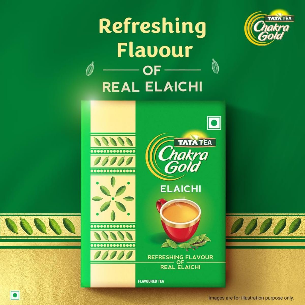 61tgreish2l. sl1200 Tata Tea Chakra Gold Elaichi Dust Tea| Refreshing Flavour & Aroma of Real Elaichi |Flavoured Assam Tea | 250 Gm
