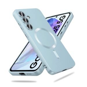 DIZORO Samsung A55 5g Case, Compatible with Mag Safe Back Cover, Matte Luxury Metallic Luster Flexible TPU Wireless Charging Shockproof Case with Camera Protector Lens (Sierra Blue)