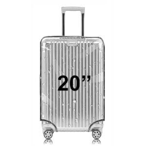 Craft Bazar Transparent PVC Luggage Cover Set for 20 Inch Trolly Suitcase Waterproof Dustproof Elastic Travel Bag Cover with Handle Opening Reusable Clear Suitcase Protector for Checked & Cabin Bags