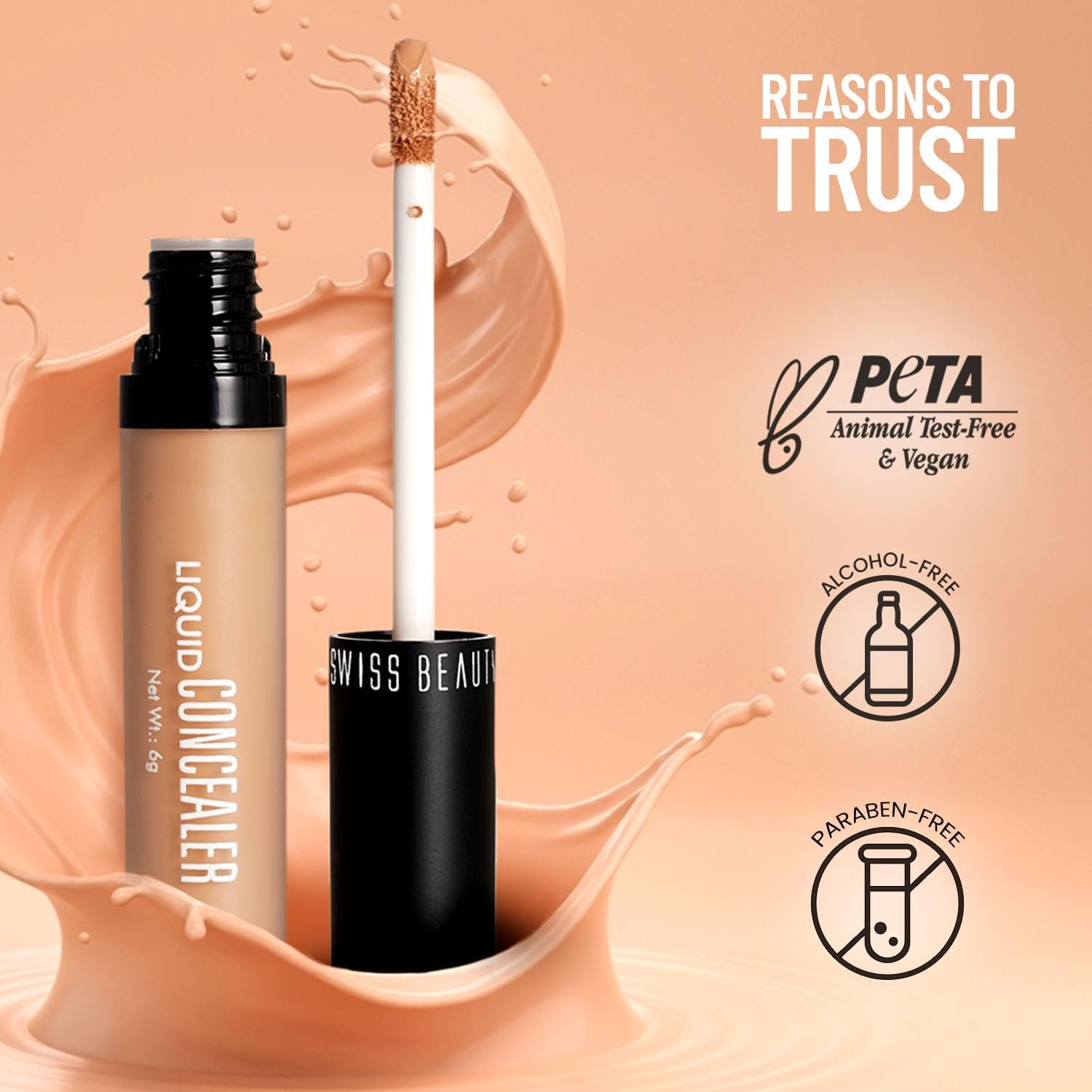 61yxvus4pvl. sl1500 Swiss Beauty Liquid Light Weight Concealer With Full Coverage |Easily Blendable Concealer For Face Makeup With Matte Finish | Shade- 02 Sand Sable, 6g