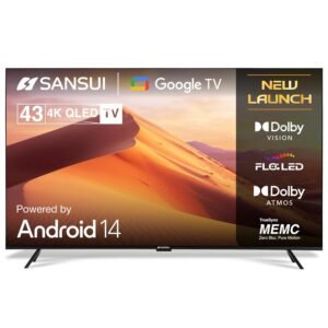Sansui 109cm (43) 4K QLED Google TV with Dolby Vision, HDR10+, Dolby Atmos, HSR 120Hz, MEMC, 30W Surround Sound, FloLED Panel JSW43UG23Q (Black)