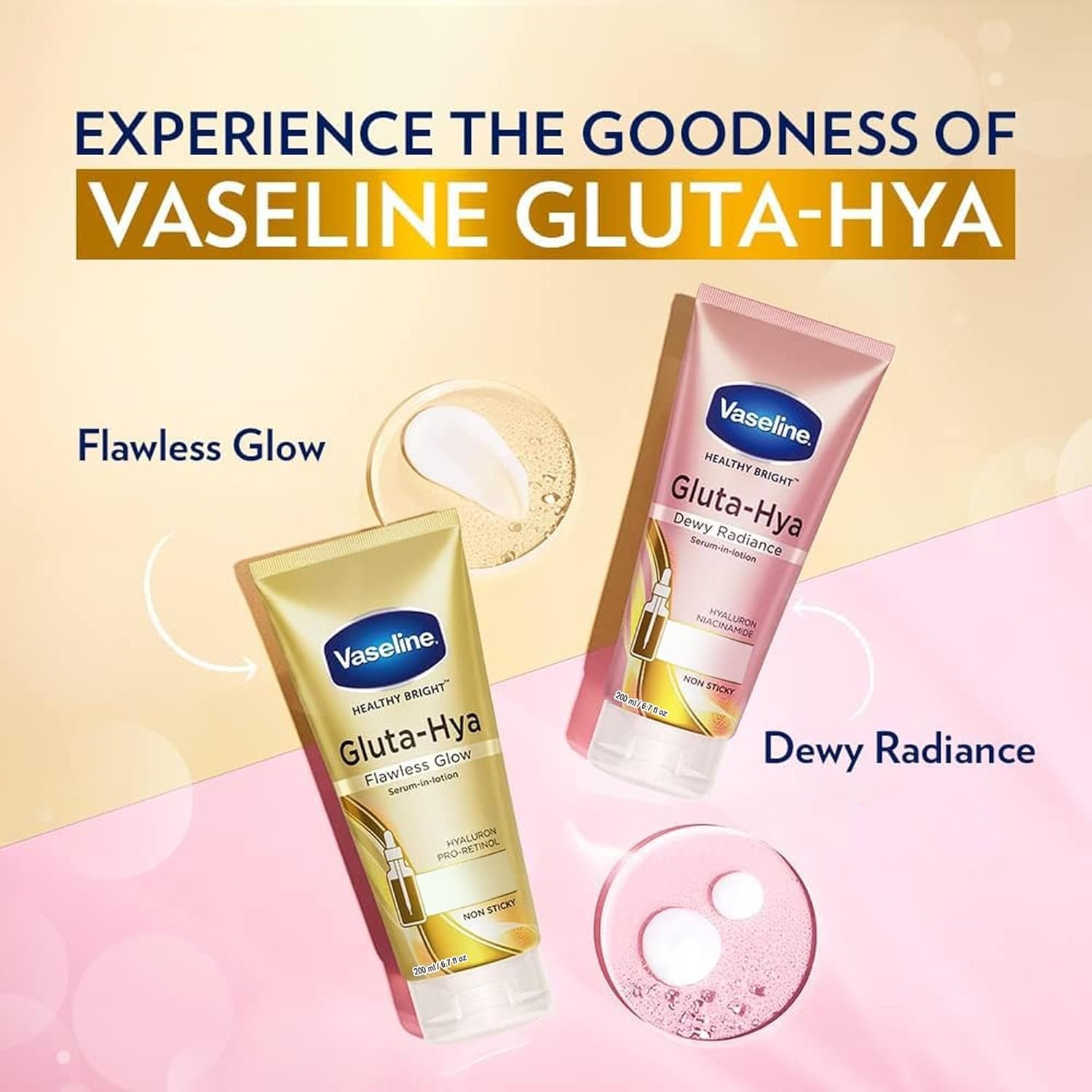7122vttyvxl. sl1500 Vaseline Gluta-Hya Flawless Glow Lotion for Face & Body | Gives Brighter Skin | Glutathione & Pro-Retinol Infused Moisturizer, 200ml