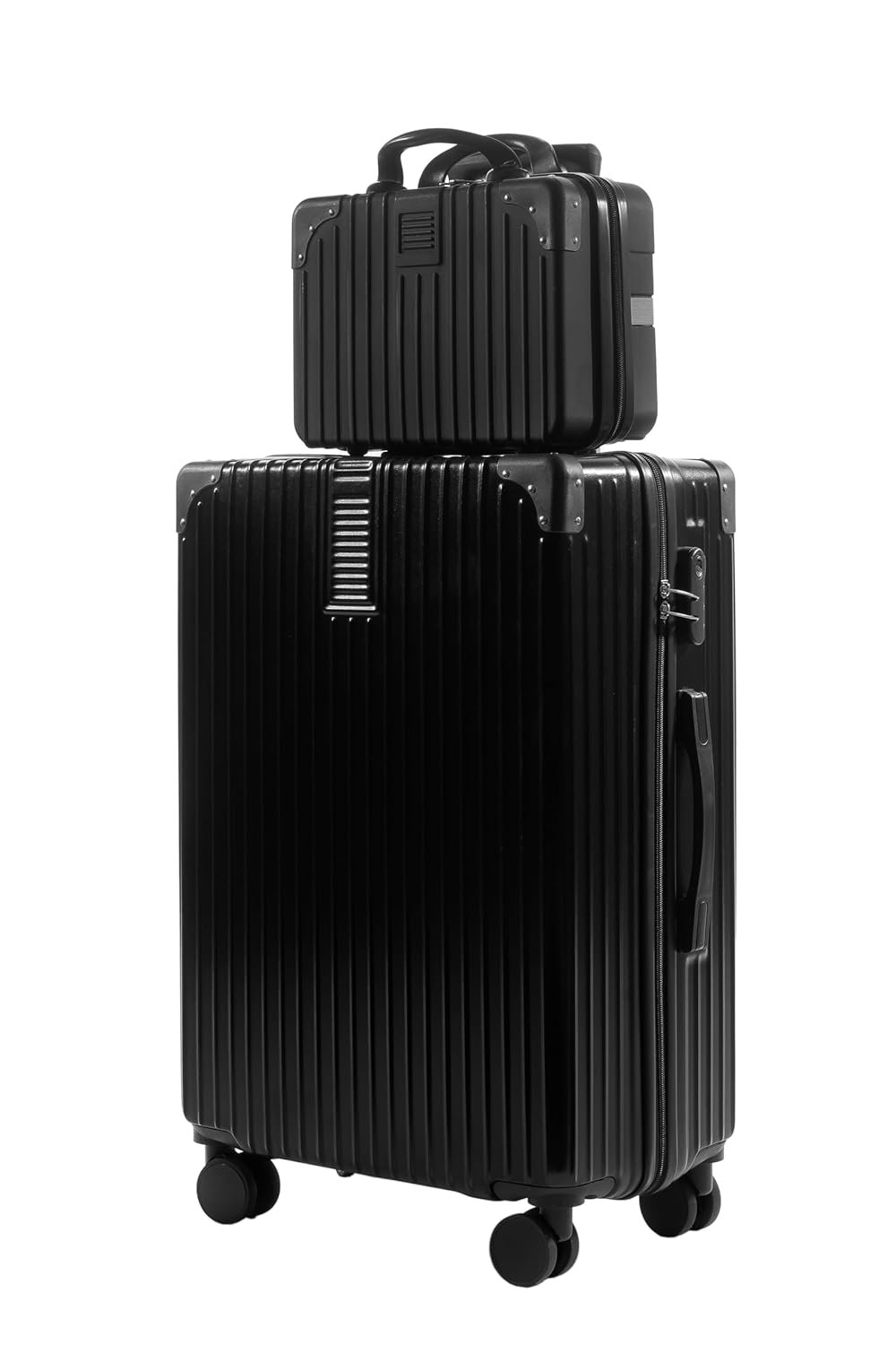 PYB Turismo - Suitcase Trolley Bag, Detachable Vanity/Makeup/toiletries Bag, Anti-Theft Lock, Anticollision Corners, Noiseless 360° Rotating 8 Wheels (Black, Cabin 20 inch) PYB Turismo - Suitcase Trolley Bag, Detachable Vanity/Makeup/toiletries Bag, Anti-Theft Lock, Anticollision Corners, Noiseless 360° Rotating 8 Wheels (Black, Cabin 20 inch)