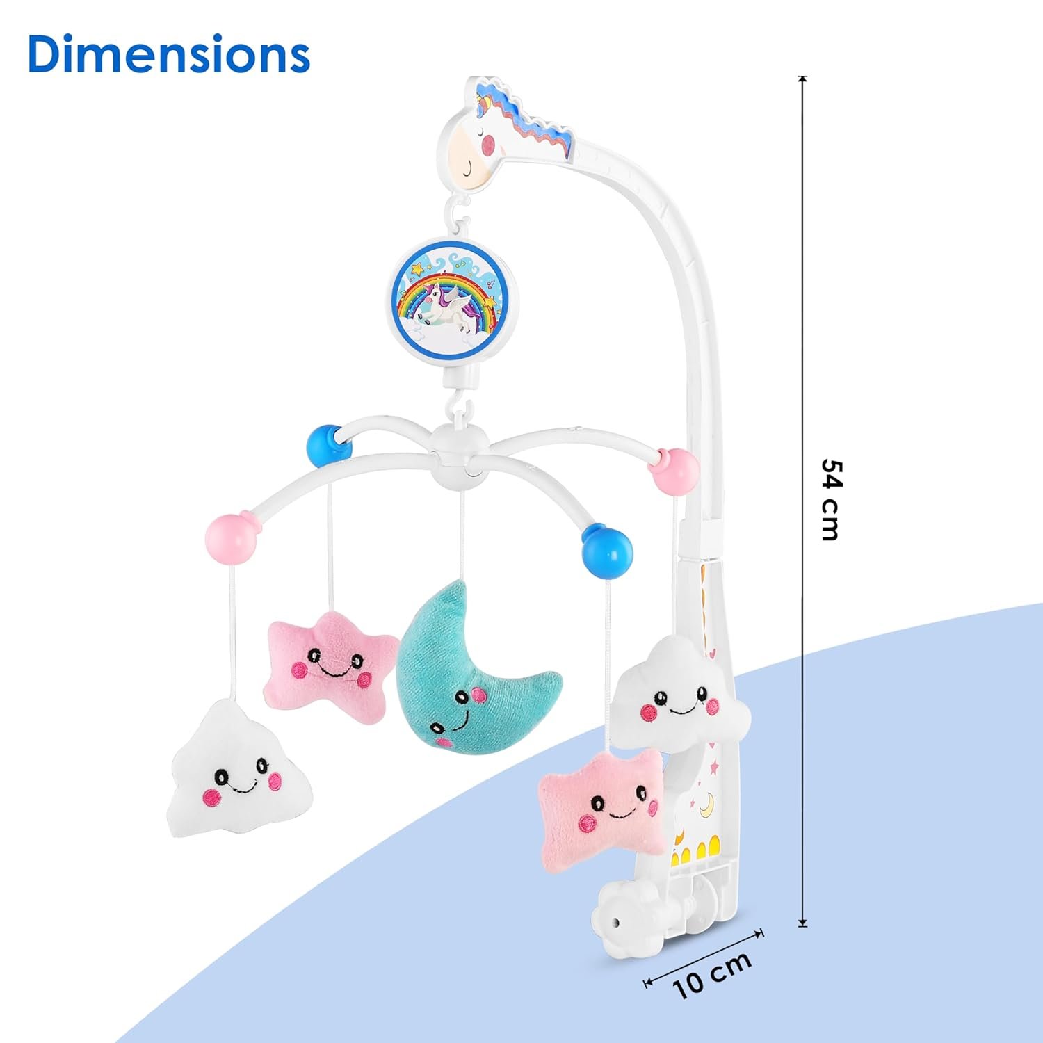 719nv1vzrl. sl1500 BabyGo Rotating Pony & Stars Musical Crib Cot Mobile | Hanging Jhoomer Rattle Toy for Baby Cradle, Infant Bed & Nursery Decoration | Newborn Soothing & Early Development Toy (Multicolor)