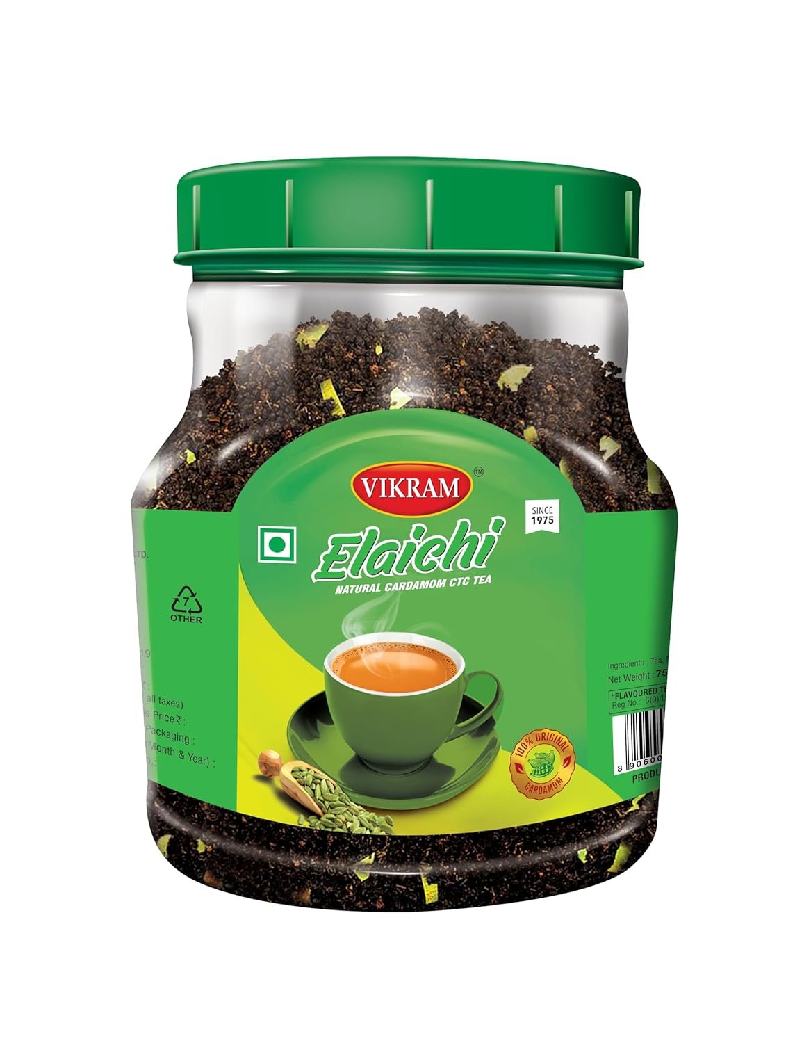 VIKRAM Elaichi CTC Tea | 100% Natural Ground Cardamom blended with Assam Tea | Flavorful, and Aromatic Blend Perfect for a Bold and Refreshing Brew | Premium Black Powder | No Added Essence - 750 gram VIKRAM Elaichi CTC Tea | 100% Natural Ground Cardamom blended with Assam Tea | Flavorful, and Aromatic Blend Perfect for a Bold and Refreshing Brew | Premium Black Powder | No Added Essence - 750 gram