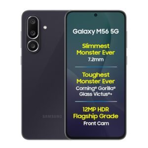 Samsung Galaxy M56 5G Mobile (Black, 8GB RAM, 256GB Storage)| Segment's Slimmest | Gorilla Glass Victus+| 10 Bit HDR Video| 50MP Camera| AI | Vapour Cooling Chamber| Lag-Free Gaming| Without Charger