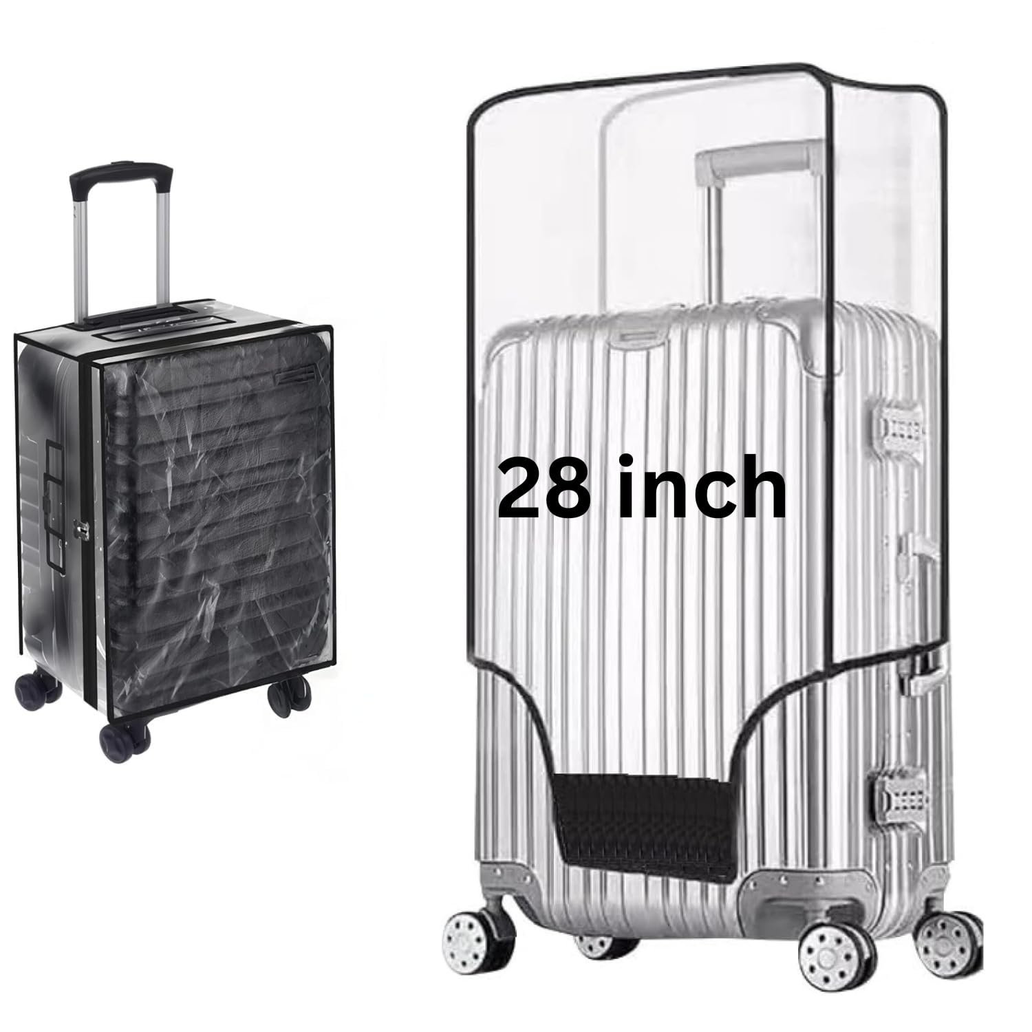 71agafbhqll. sl1500 Suitcase Cover for Hard Luggage | 28 Inch Transparent PVC Fabric Trolley Bag Cover with Zipper | Waterproof Dustproof Travel Bag Protector 70x49x33 cm
