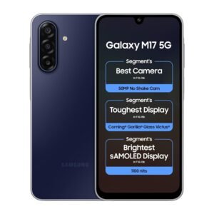 Samsung Galaxy M17 5G (Sapphire Black, 4GB RAM, 128GB Storage)| 50MP OIS Triple Camera| Gorilla Glass Victus| IP54 Rating| 6 Gen of OS Upgrades| AI| Circle to Search| Gemini Live| Without Charger