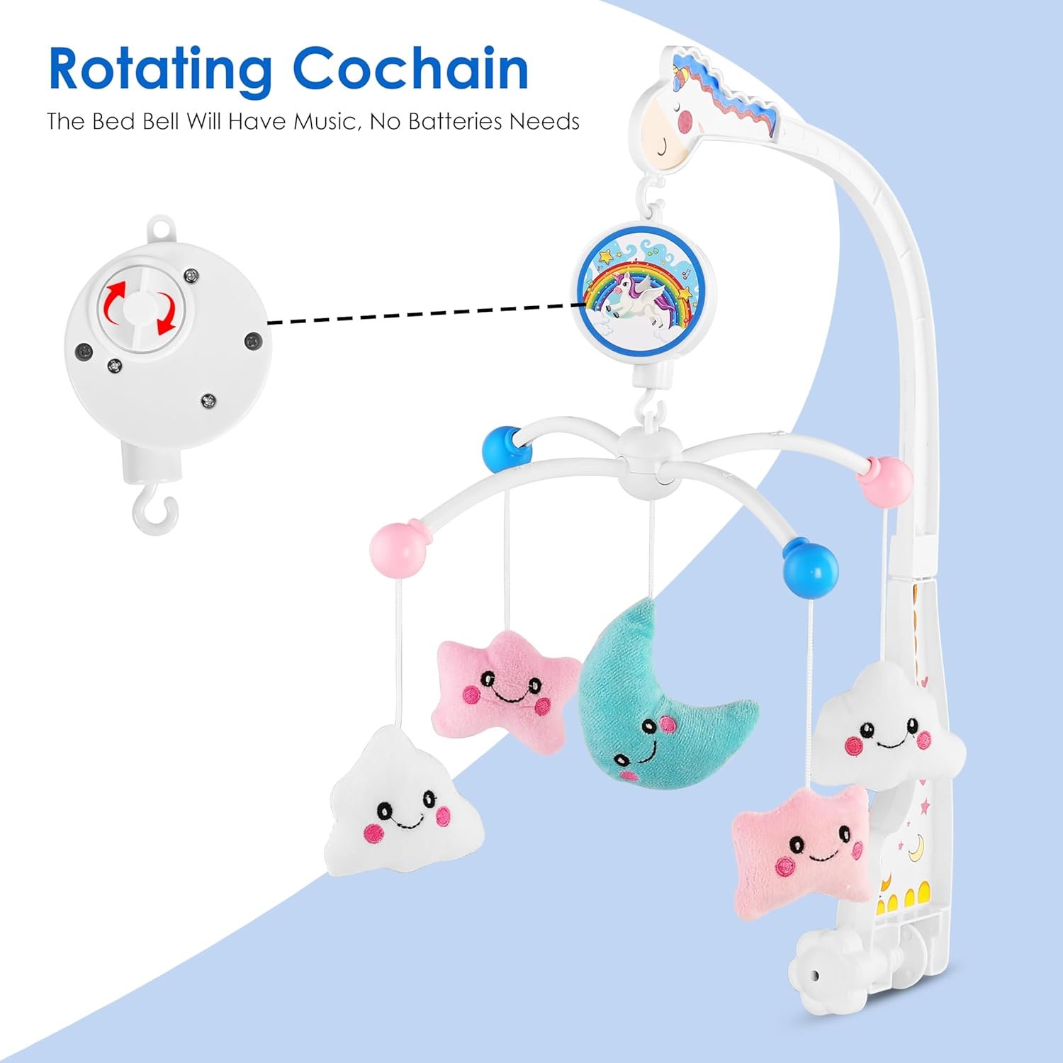 71cgw8zpmql. sl1500 BabyGo Rotating Pony & Stars Musical Crib Cot Mobile | Hanging Jhoomer Rattle Toy for Baby Cradle, Infant Bed & Nursery Decoration | Newborn Soothing & Early Development Toy (Multicolor)