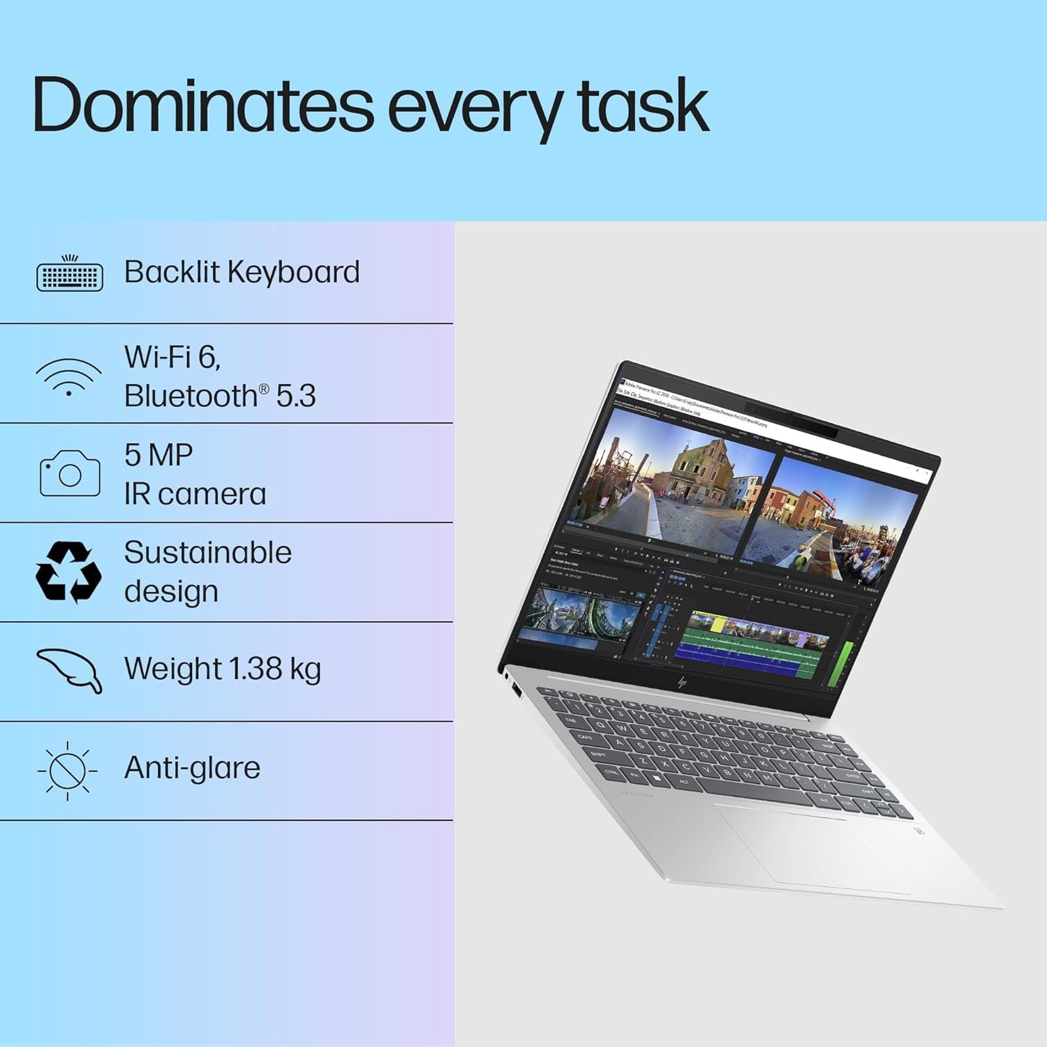 71dlsvavn0l. sl1500 HP Pavilion Plus, Intel Core i5-1335U-13th Gen Laptop, (16GB LPDDR5x,512GB SSD),IPS, 300 nits, 14(35.6cm) 2K,Win 11, M365 Basic(1yr), Office Home 24, Silver,1.38kg, 5MP Camera w/Shutter, ew0107TU