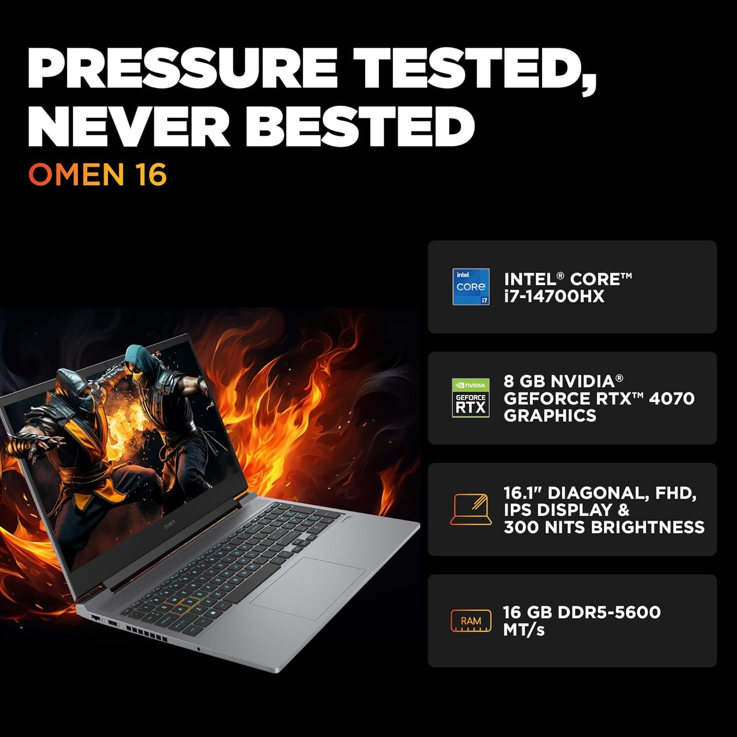 71ggnzeozxl. sl1500 HP Omen, 14th Gen Intel Core i7-14700HX, 8GB RTX 4070 (16GB DDR5, 1TB SSD) 165Hz, 300nits, IPS, FHD, 16.1/40.9cm, Win11, M365* Office 24, Meteor Silver, 2.31Kg, RGB Backlit, ae0003TX, Gaming Laptop