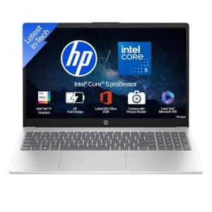 HP 15, Intel Core 5-120U (16GB DDR4, 512GB SSD) FHD, Anti-Glare, Micro-Edge, 15.6''/39.6cm, Win11, M365 Basic(1yr), Office Home24, Silver,1.59kg, FD0640TU, FHD Camera w/privacy shutter, Backlit Laptop