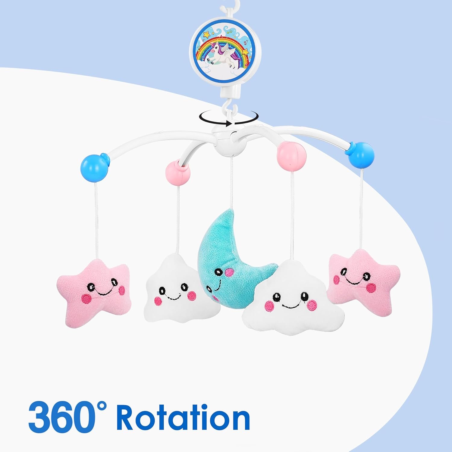 71ikiuw1qfl. sl1500 BabyGo Rotating Pony & Stars Musical Crib Cot Mobile | Hanging Jhoomer Rattle Toy for Baby Cradle, Infant Bed & Nursery Decoration | Newborn Soothing & Early Development Toy (Multicolor)